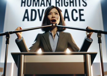 mujer que lucha por los derechos humanos